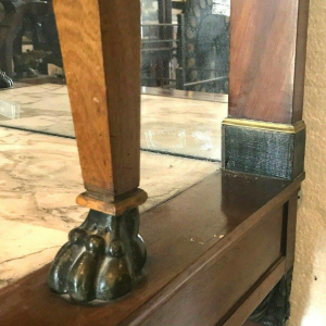 Mahoniehouten consoletafel uit de Empire-periode met spiegelblad – 19e eeuw