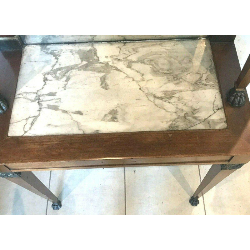 Mahoniehouten consoletafel uit de Empire-periode met spiegelblad – 19e eeuw