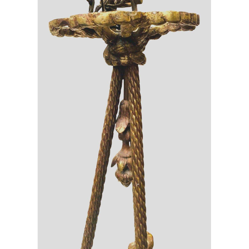 Louis XVI style chandelier in bronze with frosted glass candle holders – 20th century