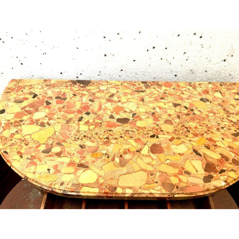 Commode en demi-lune de style Louis XVI en marqueterie à fond de cubes – XXᵉ siècle