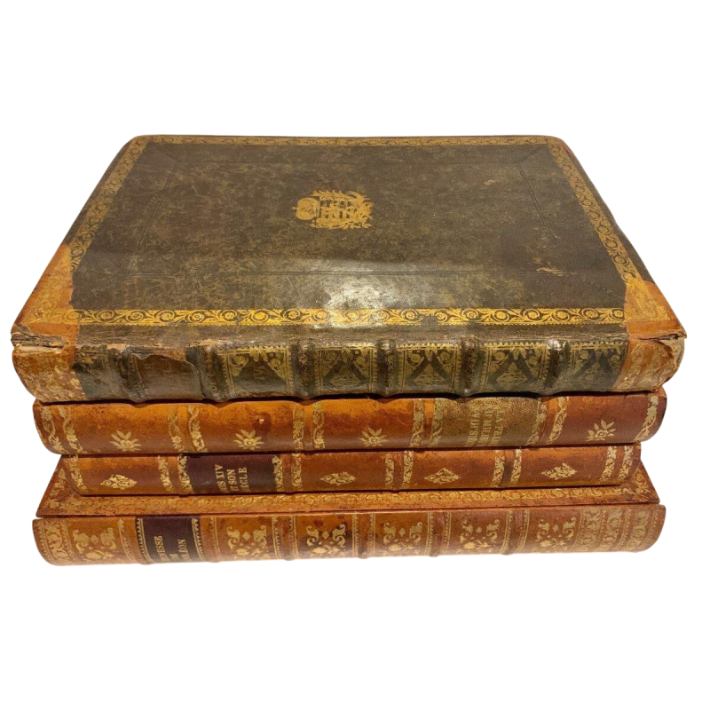 Cave à liqueur et boîte de jeux en trompe l’œil de livres anciens – XXᵉ siècle