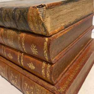 Liquor cabinet and games box disguised as antique books – 20th century