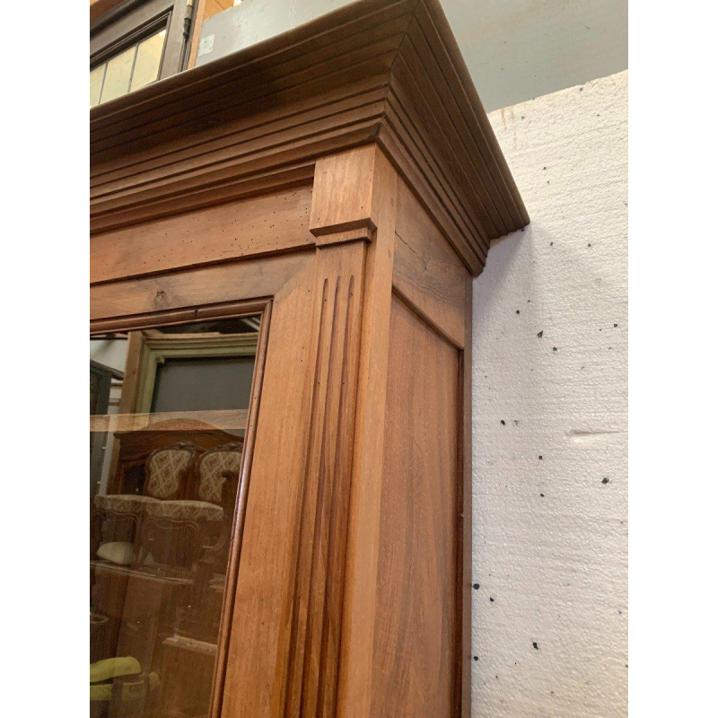 Two-part Directoire-style display cabinet in solid walnut – 20th century