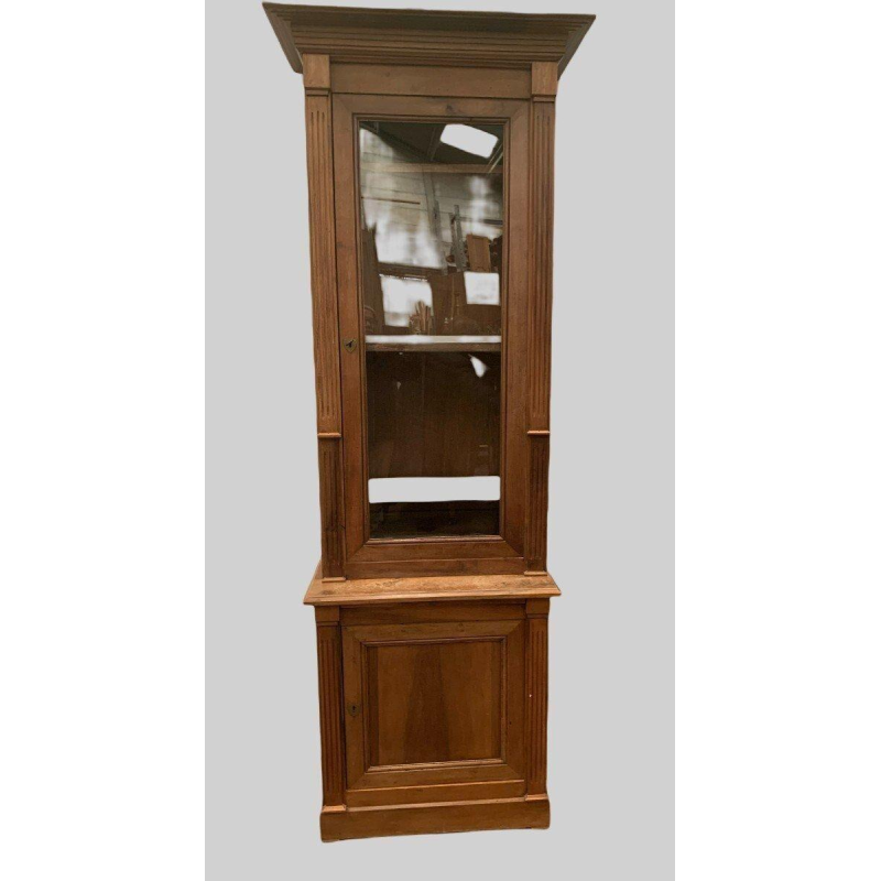 Two-part Directoire-style display cabinet in solid walnut – 20th century