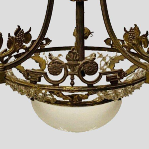 Louis XV style chandelier in bronze and frosted glass – early 20th century