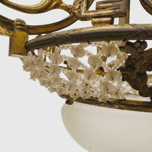 Louis XV style chandelier in bronze and frosted glass – early 20th century