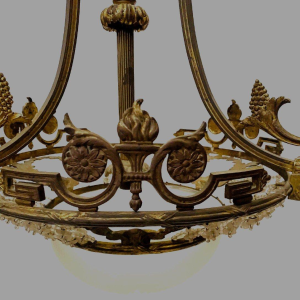 Louis XV style chandelier in bronze and frosted glass – early 20th century