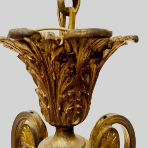 Lustre de style Louis XV en bronze et verre dépoli – début XXᵉ siècle