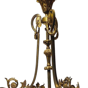 Lustre de style Louis XV en bronze et verre dépoli – début XXᵉ siècle