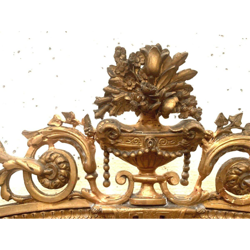 Miroir de style Louis XVI en bois et stuc doré – XIXᵉ siècle