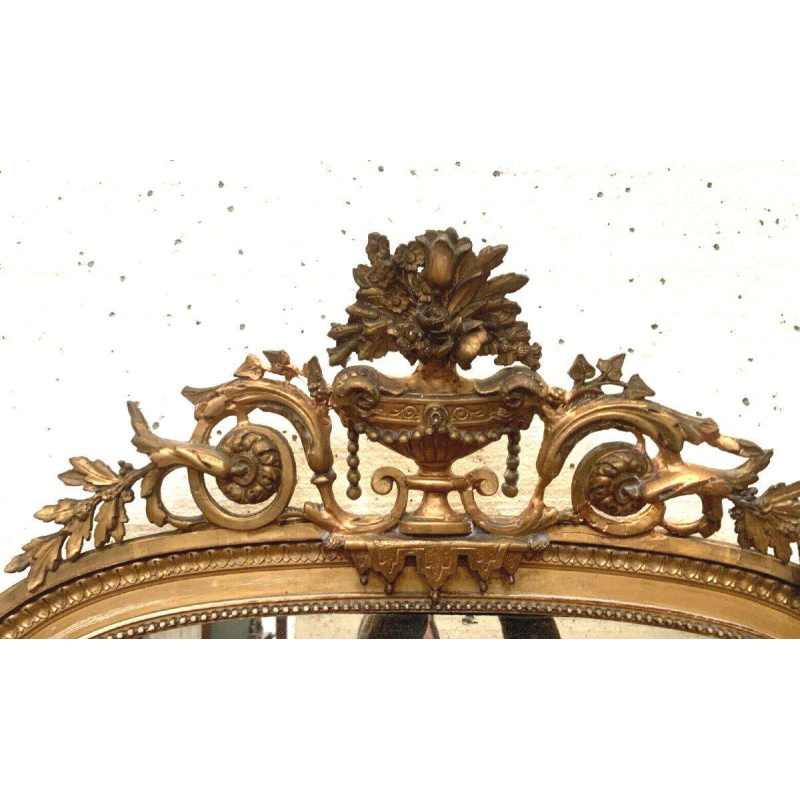 Miroir de style Louis XVI en bois et stuc doré – XIXᵉ siècle