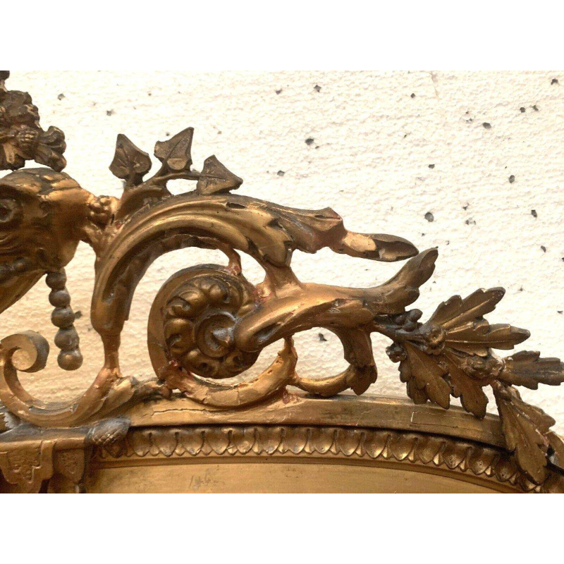 Miroir de style Louis XVI en bois et stuc doré – XIXᵉ siècle