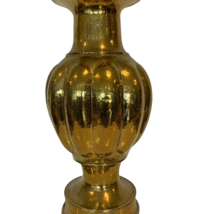 Large hammered brass vase with gadroons – 20th century