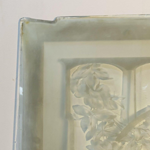 Set of three acid-etched glass panels, "Animated Landscape, Figures," late 19th century