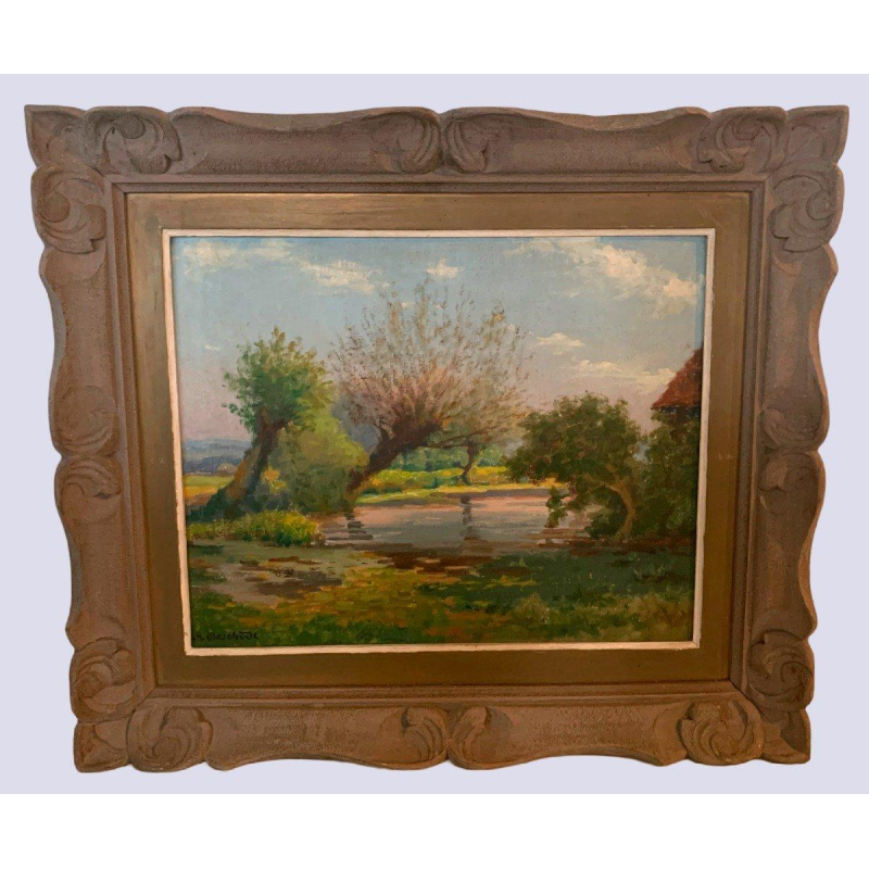 De heer Deschoot "Landschap op het platteland", olieverf op doek – 20e eeuw