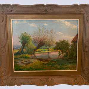 Mr. Deschoot "Countryside Landscape" oil on canvas – 20th century