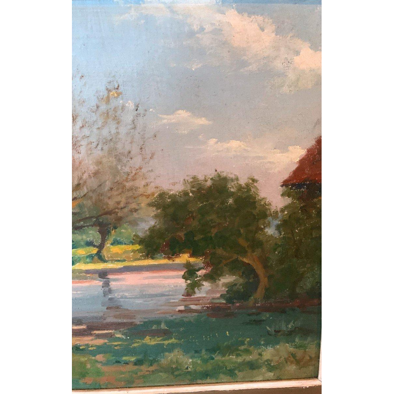 M. Deschoot "Paysage de campagne" huile sur toile – XXᵉ siècle