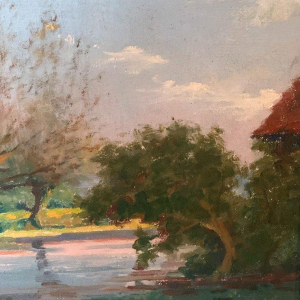 M. Deschoot "Paysage de campagne" huile sur toile – XXᵉ siècle