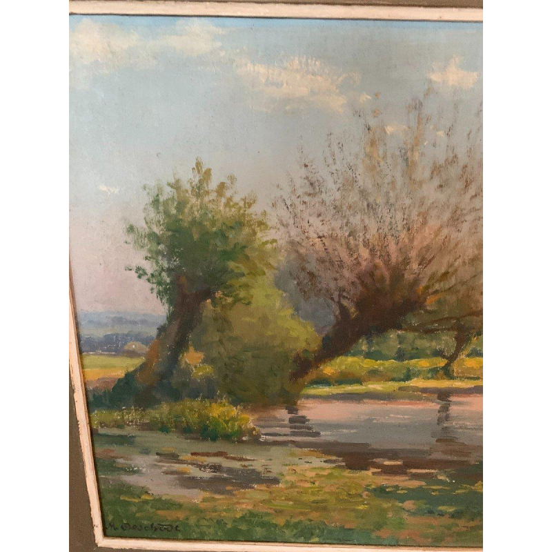 M. Deschoot "Paysage de campagne" huile sur toile – XXᵉ siècle