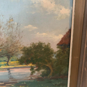 De heer Deschoot "Landschap op het platteland", olieverf op doek – 20e eeuw