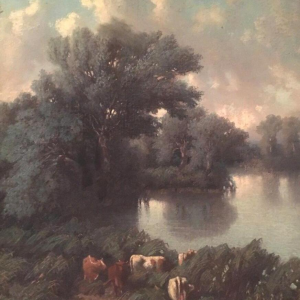 W. Wintz, pastel "Herd of cows at the pond", 1854