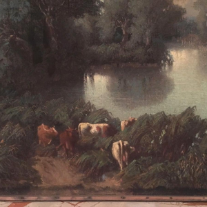 W. Wintz, pastel « Troupeau de vaches à l’étang », 1854