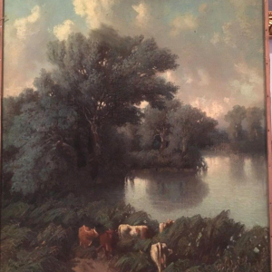 W. Wintz, pastel "Herd of cows at the pond", 1854