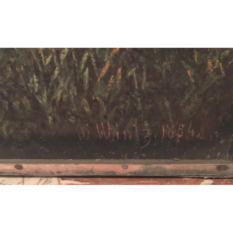 W. Wintz, pastel "Koeienkudde bij de vijver", 1854