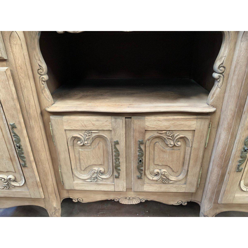 Two-part Louis XV style buffet in solid oak, 20th century