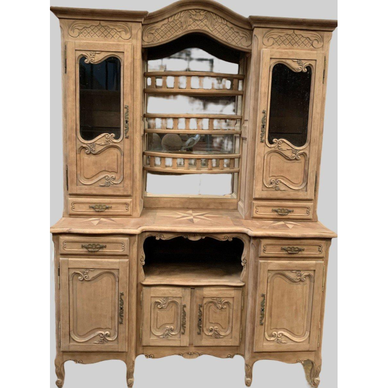 Buffet deux corps de style Louis XV en chêne massif, XXᵉ siècle