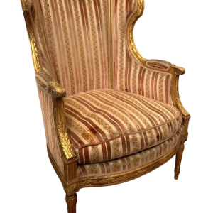 Bergère à coussin de style Louis XVI en bois doré, XXᵉ siècle
