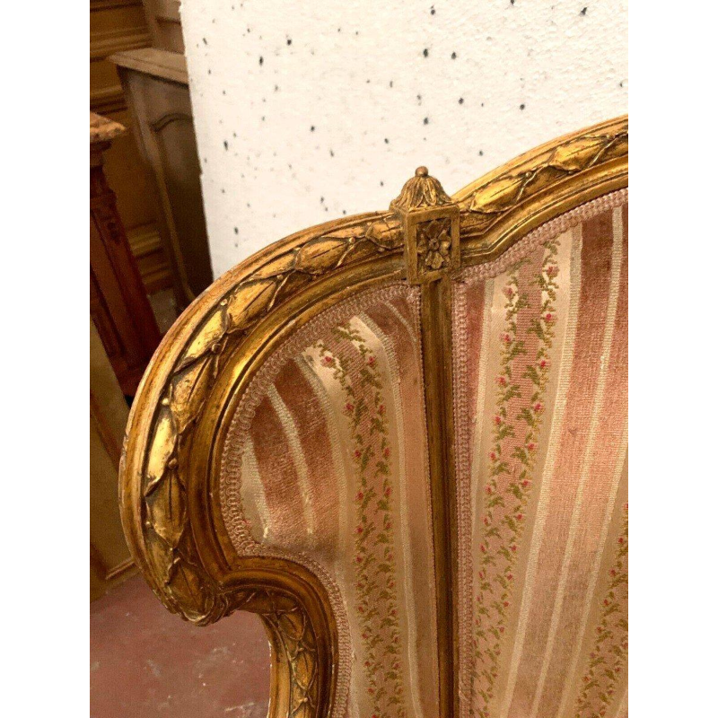 Louis XVI style giltwood armchair with cushion, 20th century