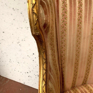 Vergulde houten fauteuil in Lodewijk XVI-stijl met kussen, 20e eeuw