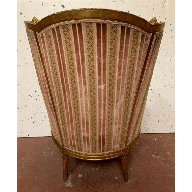 Bergère à coussin de style Louis XVI en bois doré, XXᵉ siècle