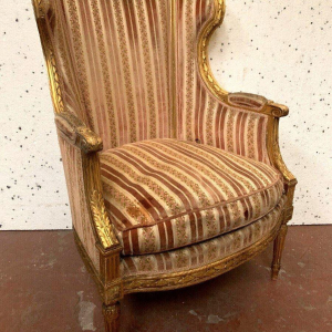 Louis XVI style giltwood armchair with cushion, 20th century