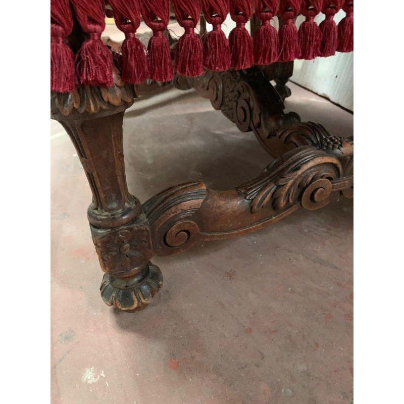 Pair of Renaissance Style Armchairs in Solid Walnut, 19th Century