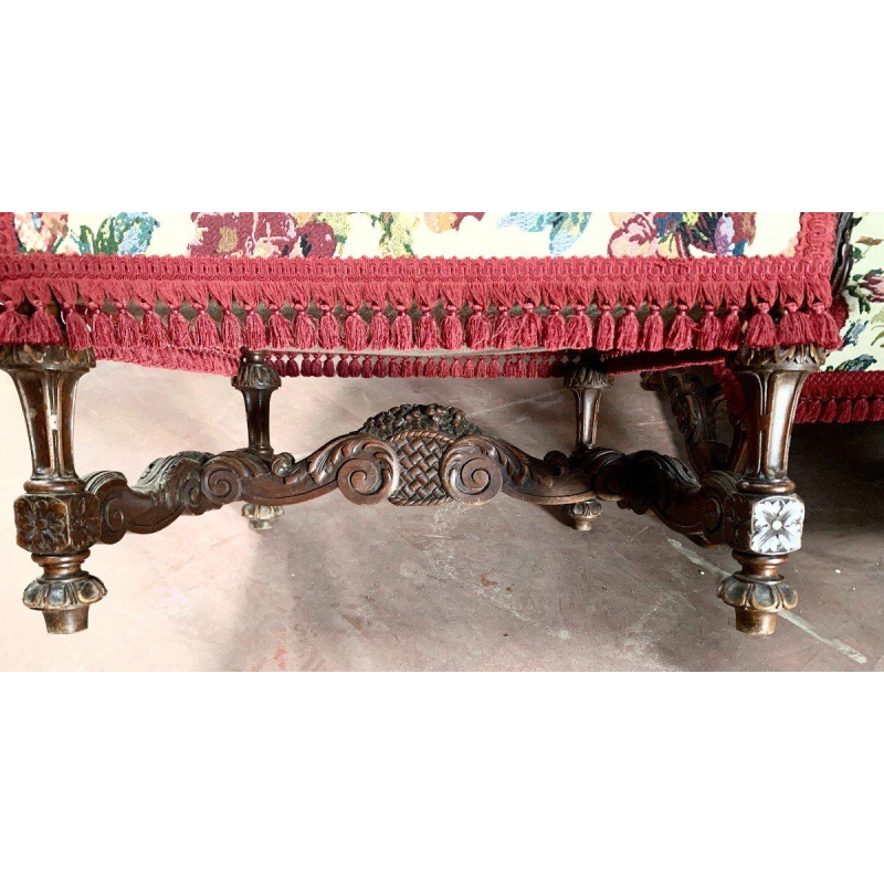 Pair of Renaissance Style Armchairs in Solid Walnut, 19th Century