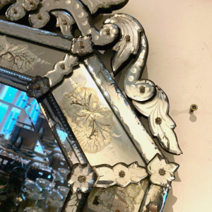 Venetian mirror with a frame and pediment, early 20th century