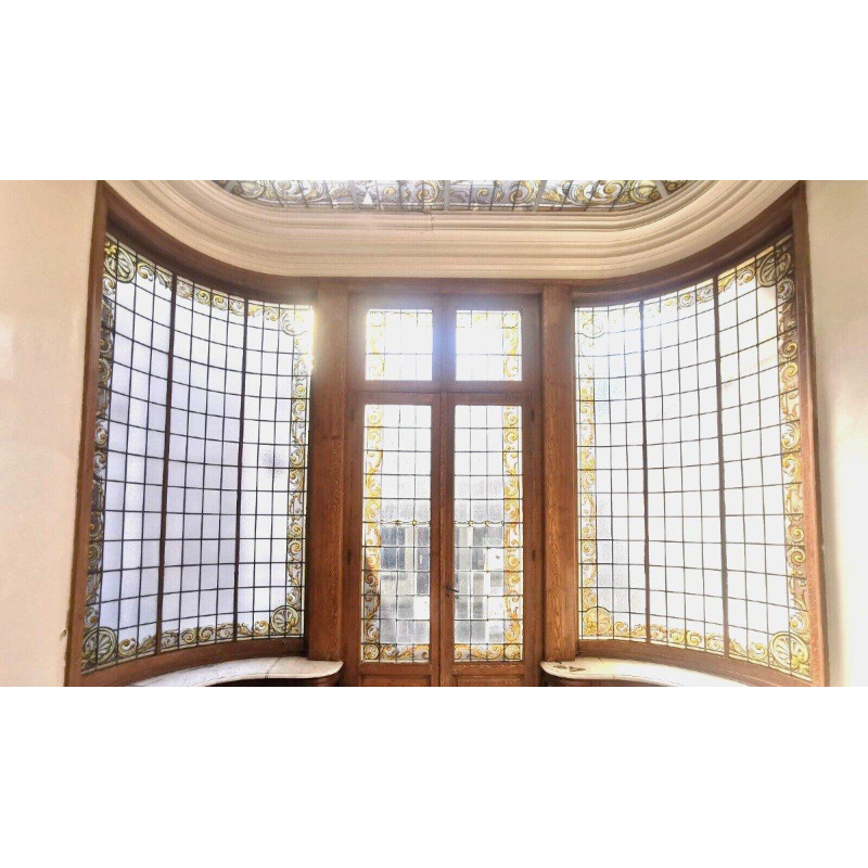 Alfred Labille, verrière verticale type bow-window en verre peint, 1913