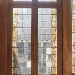 Alfred Labille, verrière verticale type bow-window en verre peint, 1913