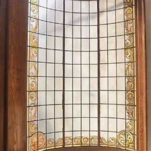 Alfred Labille, verrière verticale type bow-window en verre peint, 1913