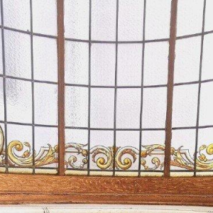 Alfred Labille, verrière verticale type bow-window en verre peint, 1913