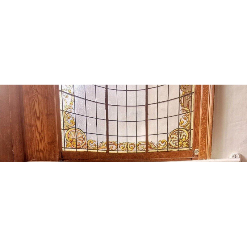 Alfred Labille, verrière verticale type bow-window en verre peint, 1913