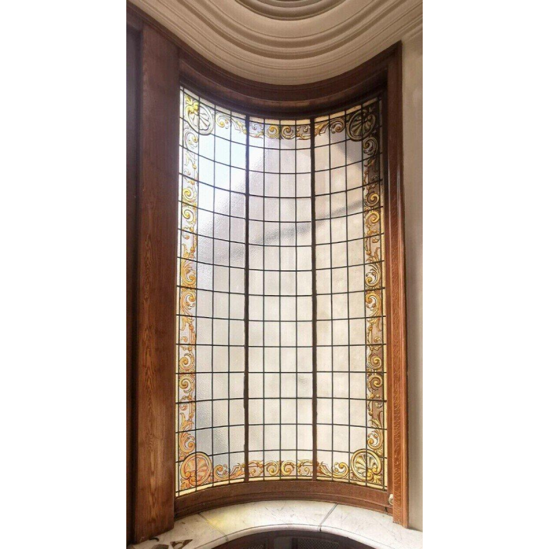 Alfred Labille, verrière verticale type bow-window en verre peint, 1913