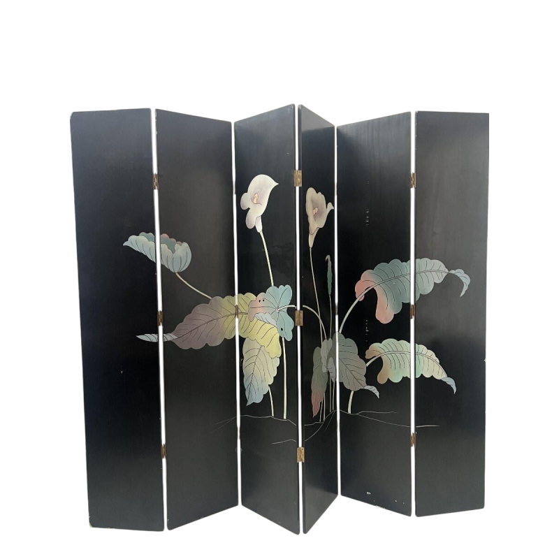 A six-panel painted folding screen, 20th century