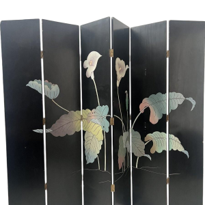 A six-panel painted folding screen, 20th century