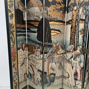 A six-panel painted folding screen, 20th century