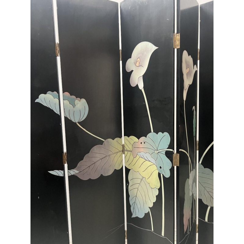 A six-panel painted folding screen, 20th century