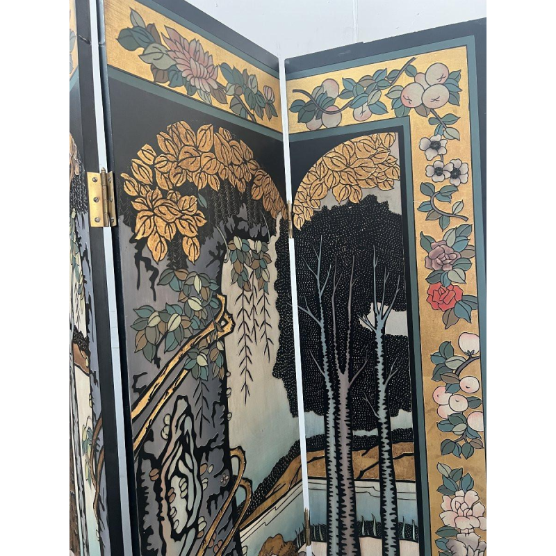 A six-panel painted folding screen, 20th century