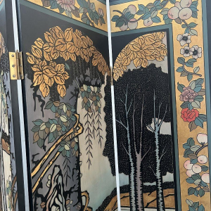 A six-panel painted folding screen, 20th century